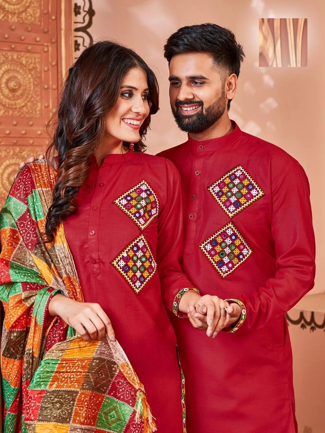 Matching Navratri Twinning Cotton With Embroidery Stylish Pattern Couple Collection