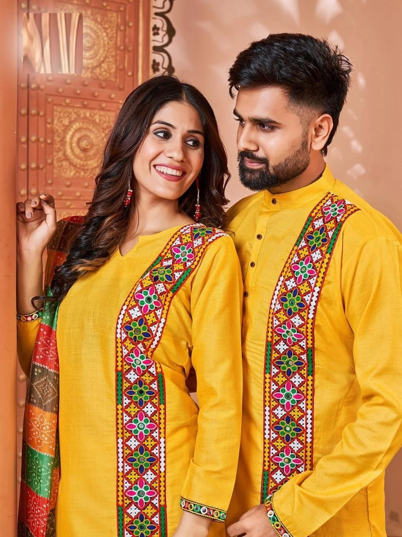 Matching Navratri Twinning Cotton With Embroidery Stylish Pattern Couple Collection